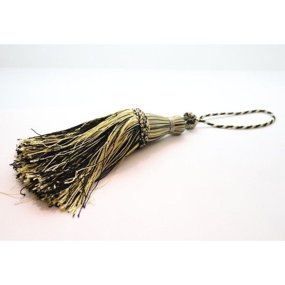 Vintage Large Tassel Pompoms Black‎ Gold Furniture Decor Decorative - Picture 1 of 3